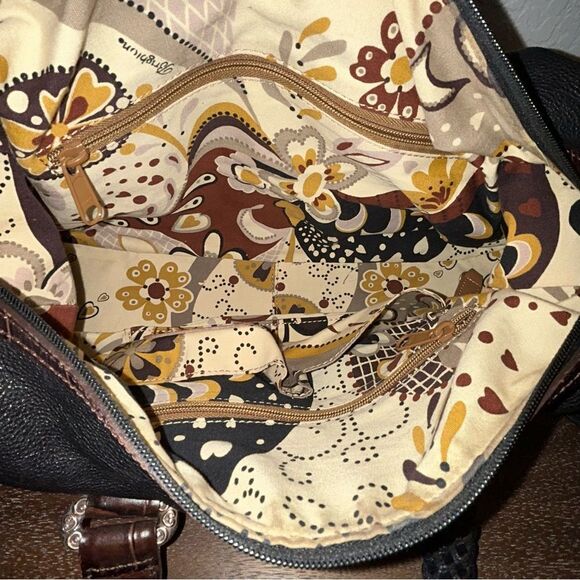 Brighton Leather Woven Straps Detachable Strap Shoulder Tote Purse Bag - Picture 6 of 6